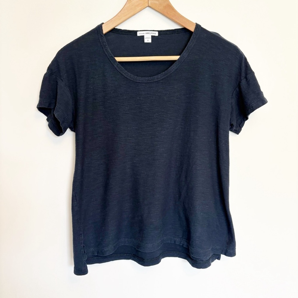 Standard James Perse Cotton Modal Brushed Sheer Black Tee Shirt size 0 (XS)